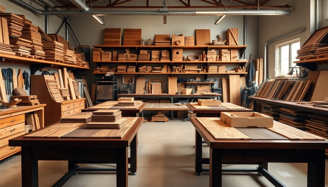 Showcasing the veneer hub in a professional woodworking workshop with exceptional veneer samples.