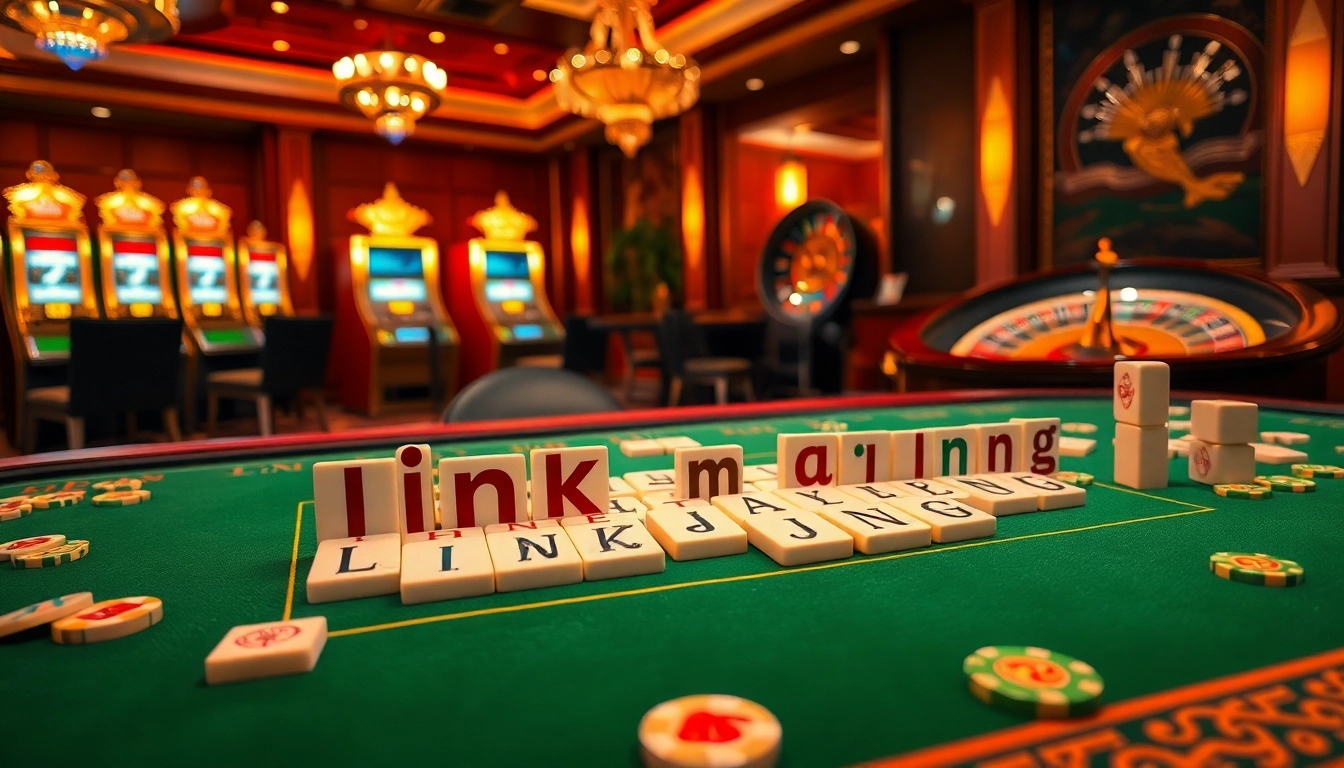 Rasakan keseruan Link Mahjong di kasino mewah dengan ubin berwarna cerah dan suasana yang hidup.