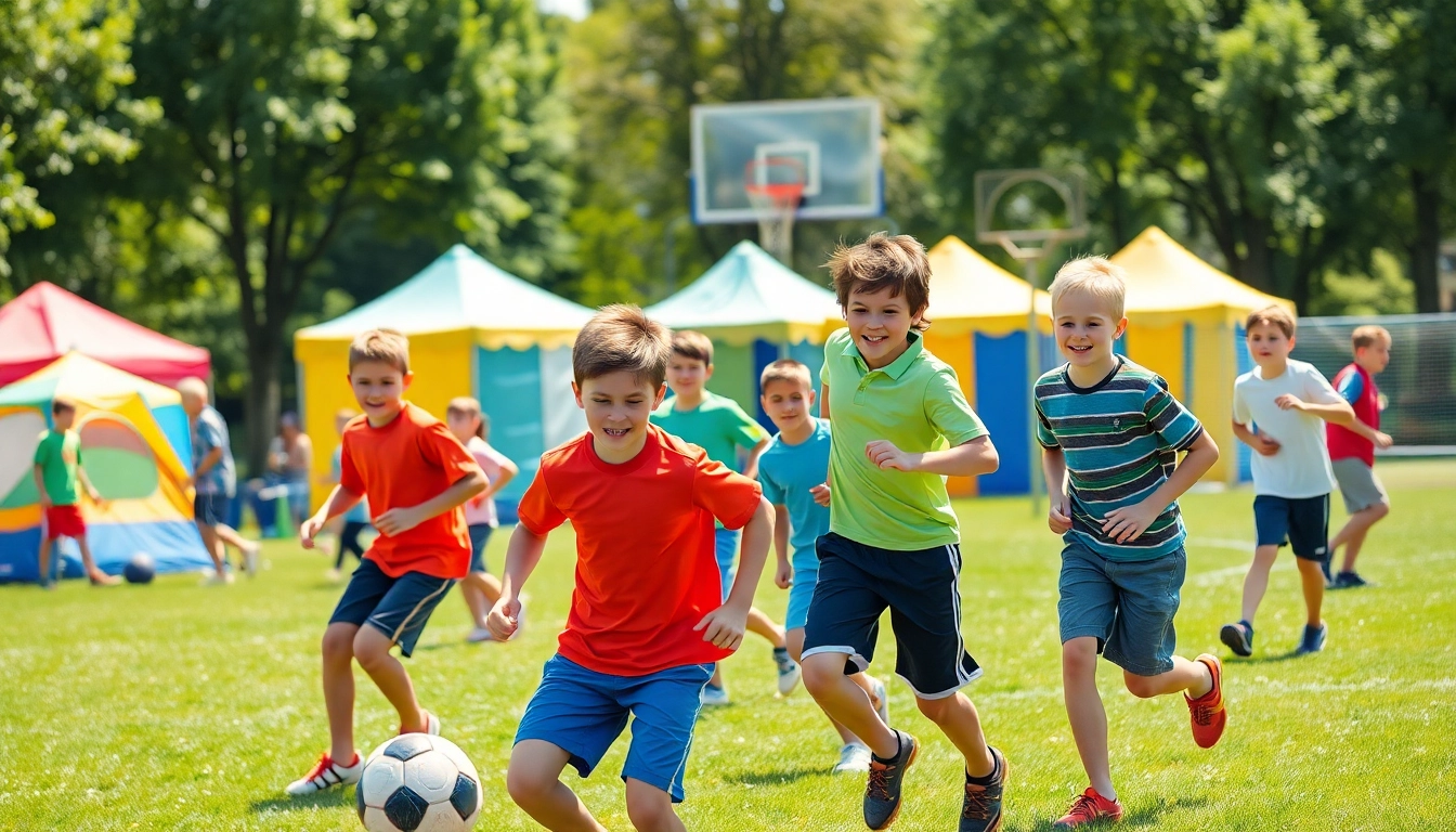 Engaging boys in action during Multi Sports Camps for Boys, showcasing energy and teamwork.