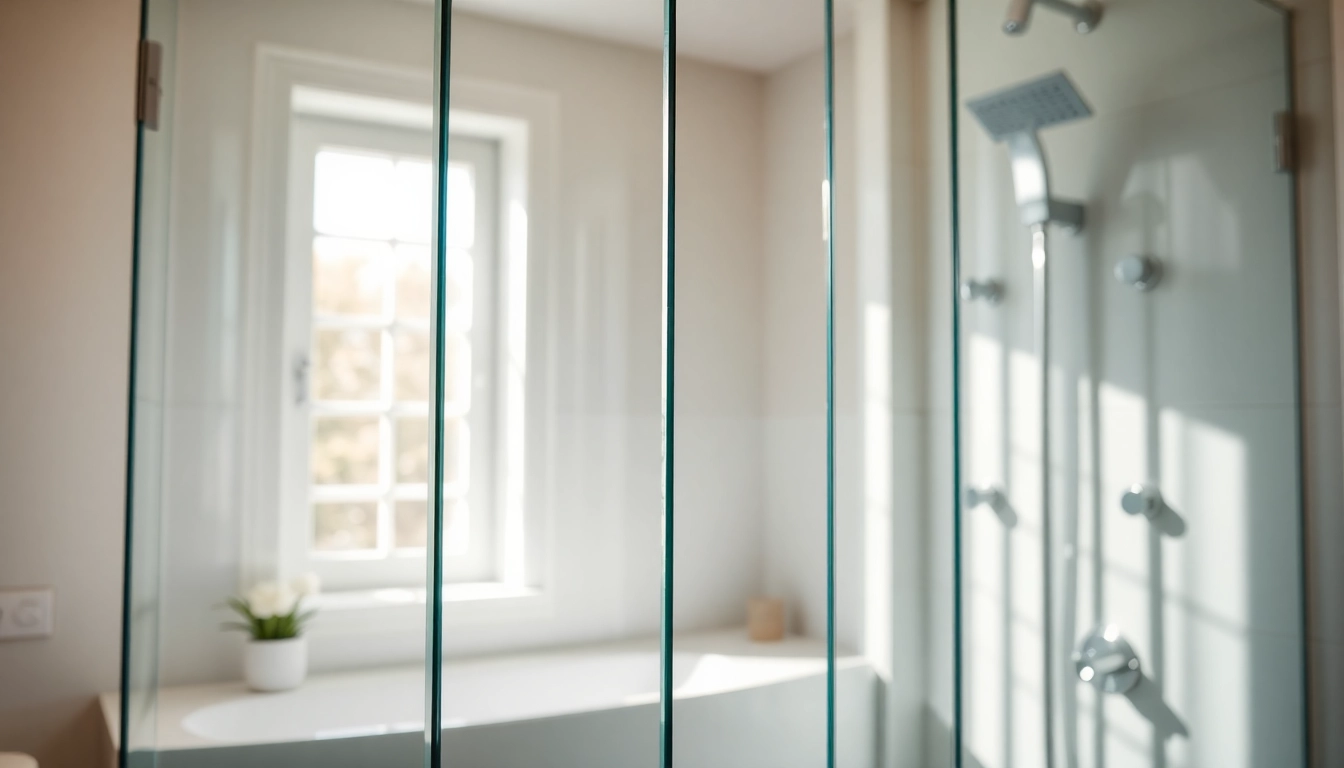 Showcasing elegant shower doors with clear glass and sleek design in a modern bathroom setting.