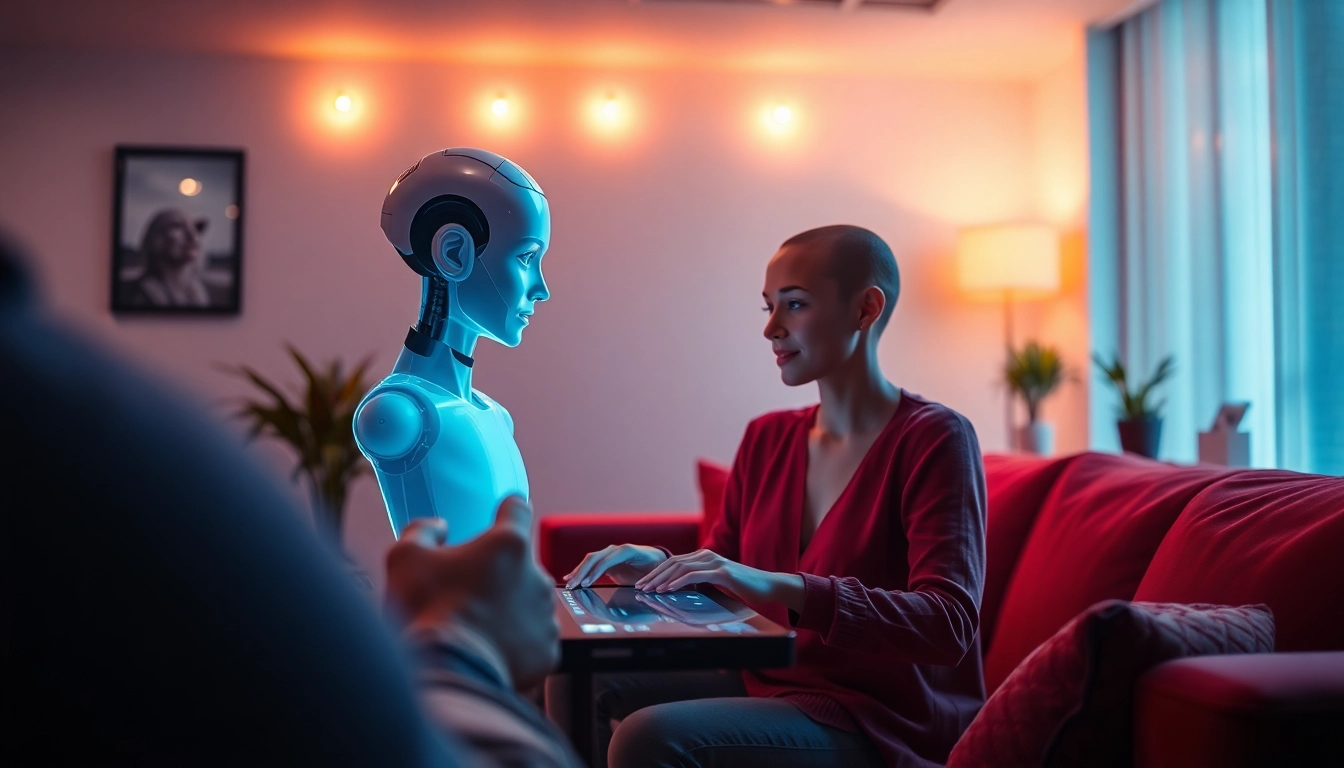 Engaging AI companion in a cozy chat room for ai sex chat interactions.