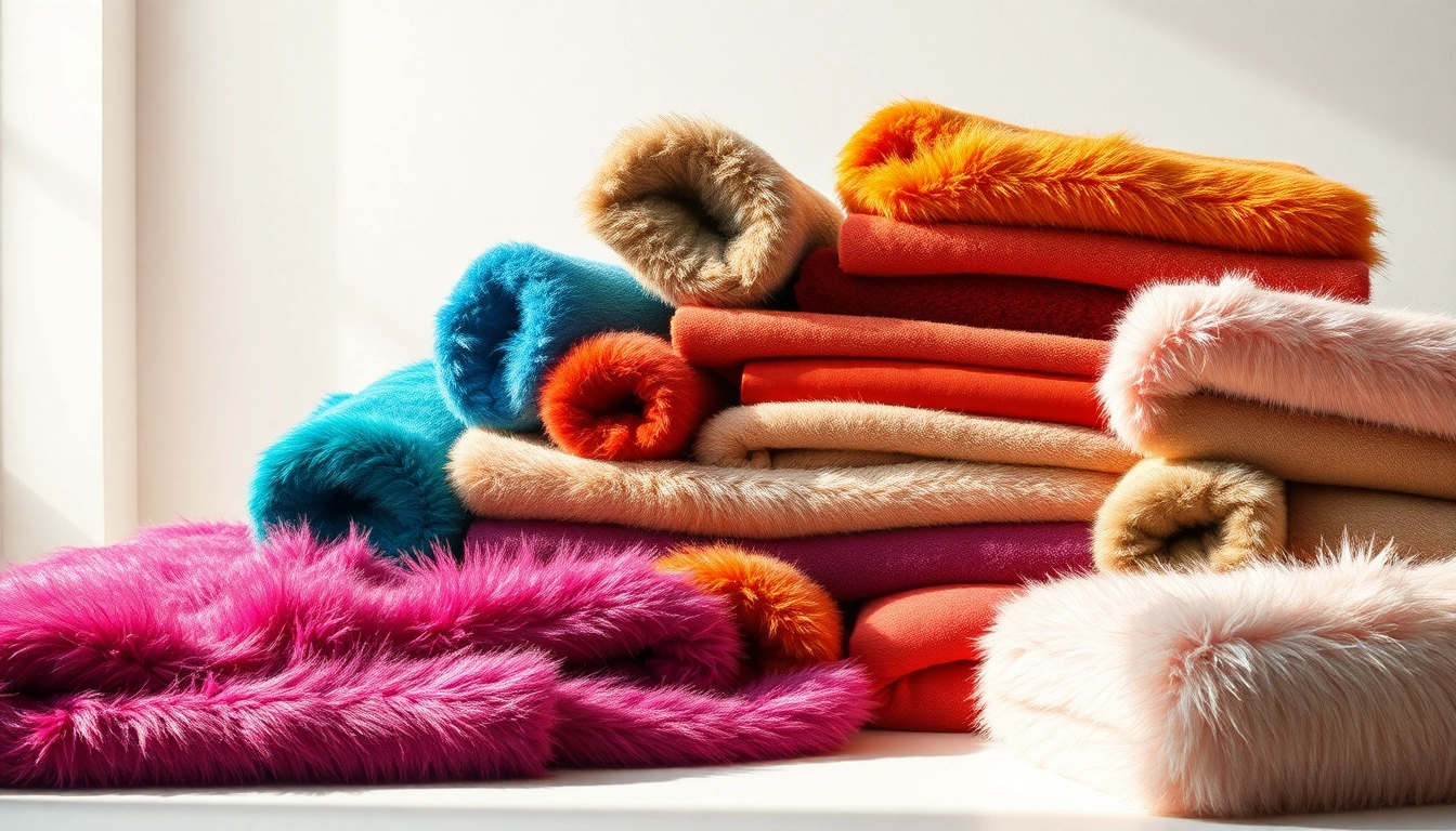 Bekijk diverse imitatie bont stof met unieke texturen en kleuren in de studio.