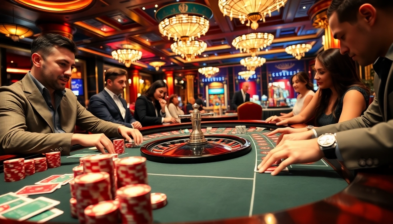 Experience the thrill of cs2 gambling sites with players engaged at a casino roulette table.