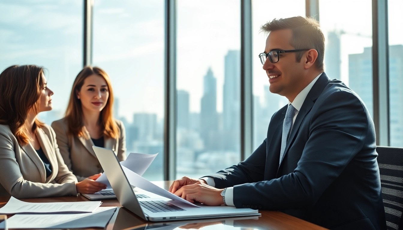 Eminent domain lawyer providing legal advice in a professional office setting.