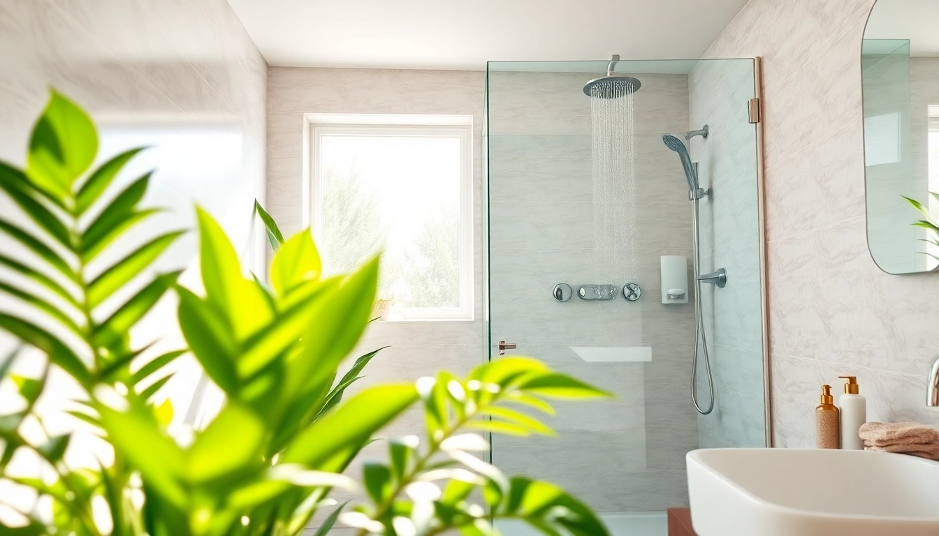 Experience relaxation with a sunny shower showcasing a modern glass enclosure and stylish fixtures.