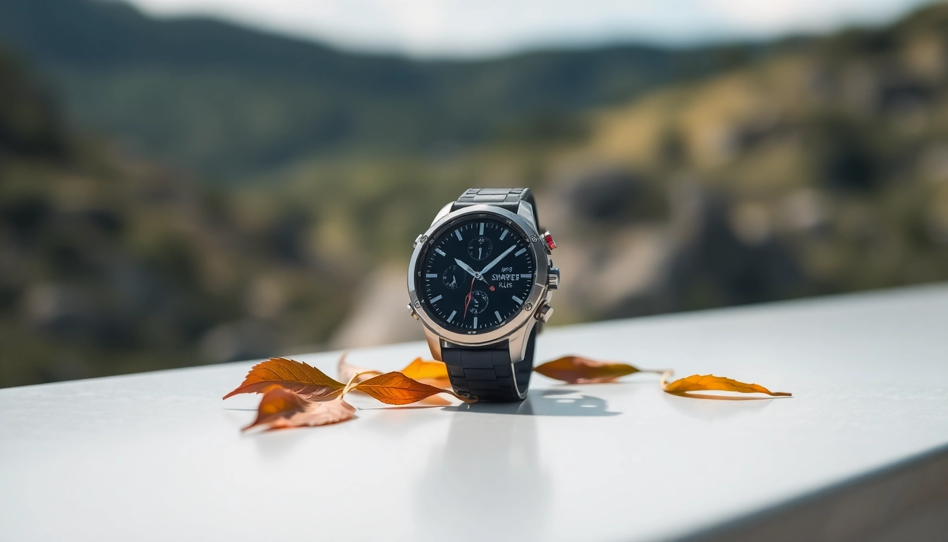 Showcasing the Explorer Plus GPS Smart Watch in a vibrant outdoor setting, highlighting its advanced features.