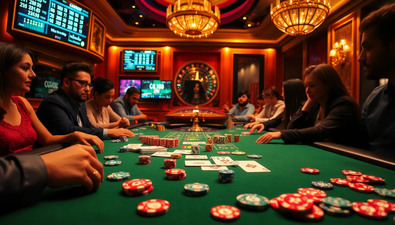 Players enjoying an exciting game at the casino table, showcasing action from https://gg88.gold/.