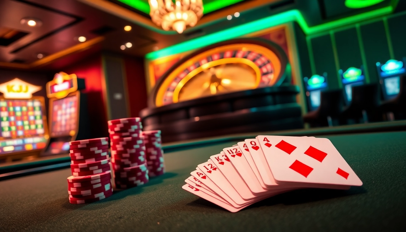 Experience exciting gameplay at KJC while rolling dice and placing bets in a luxurious casino setting.