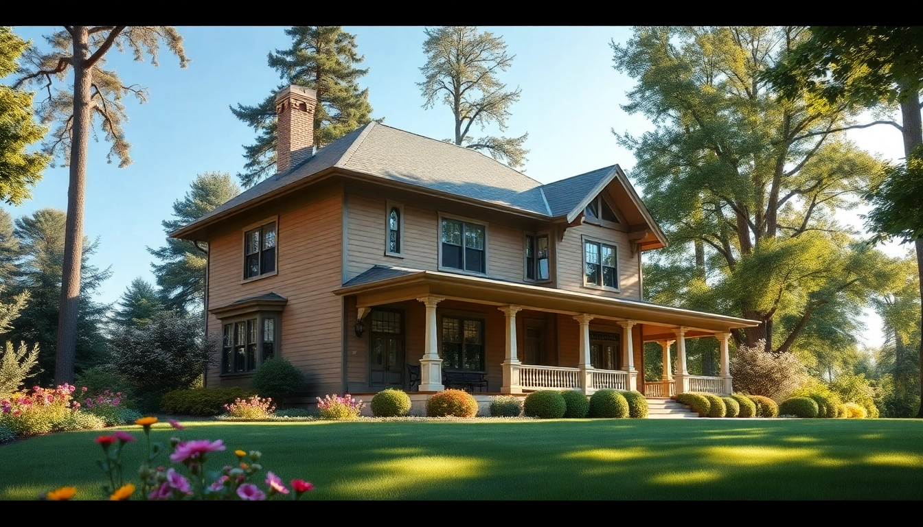 Showcasing Winchester Foursquare Revival, this beautiful house stands amidst a lush garden.